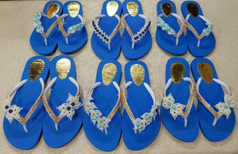 CHINELO - AZUL - BORDADO A MÃO